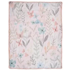 Lambs u0026 Ivy Lambs &amp; Ivy - Conjunto de cama para berço de bebê com 3 peças Baby Blooms rosa floral/borboleta New