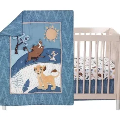 Lambs u0026 Ivy Lambs & Ivy - Conjunto de cama para berço de bebê 3Pk Lion King Adventure, azul New