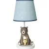 Lambs u0026 Ivy Lambs &amp; Ivy - Lâmpada de berçário Sierra Sky Blue/Brown Bear com abajur e lâmpada Discount