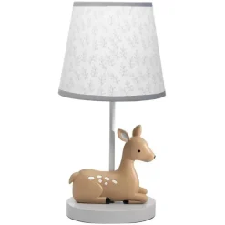 Lambs u0026 Ivy Lambs & Ivy - Lâmpada Deer Park Woodland Taupe com abajur cinza/branco e lâmpada Outlet
