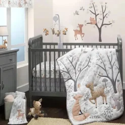 Lambs u0026 Ivy Lambs &amp; Ivy - Lâmpada Deer Park Woodland Taupe com abajur cinza/branco e lâmpada Outlet