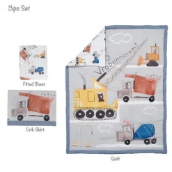 Lambs u0026 Ivy Lambs & Ivy - 3Pk Construction Zone Trucks Berçário Conjunto de cama para berço de bebê Fashion