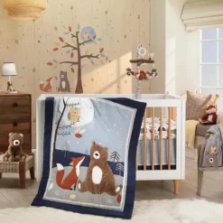 Lambs u0026 Ivy Lambs &amp; Ivy - Sierra Sky Woodland Bear/Fox 100% algodão lençol para bebê Outlet