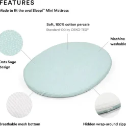 Stokke Lençol com elástico - Sleepi Mini, Dots Sage Best
