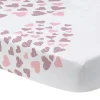 Lambs u0026 Ivy Lençol de berço com assinatura Lambs &amp; Ivy assinatura coração a coração rosa/branco New