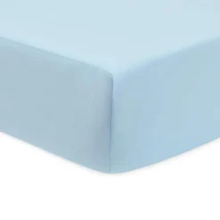 American Baby Company Lençol de Percal Azul para Berço da Discount