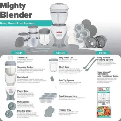 Nuby Liquidificador Garden Fresh Mighty, Máquina de Comida para Bebê - Cinza Frio Fashion