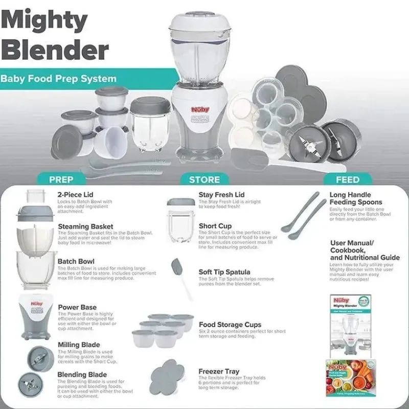 liquidificador_nuby_garde_SKUPGQIIdgJ_4.webp Nuby Liquidificador Garden Fresh Mighty, Máquina de Comida para Bebê - Cinza Frio Fashion