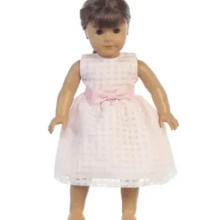 Lito Children's Wear Lito - Baby Dolls Vestido Organza Com Quadrados Burnout, Rosa Claro Online