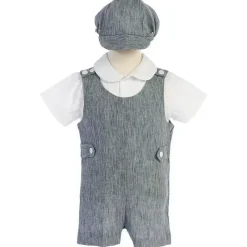 Lito Children's Wear Lito - Conjunto Macacão Algodão Linho, Marinho Fashion