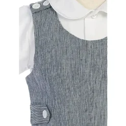 Lito Children's Wear Lito - Conjunto Macacão Algodão Linho, Marinho Fashion