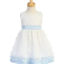 Lito Children's Wear Lito - Malha bordada para bebês com acabamento em seda poli, azul/branco Best
