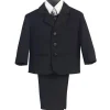Lito Children's Wear Lito - terno masculino de 3 botões de 5 peças com camisa, colete e gravata (preto) Clearance