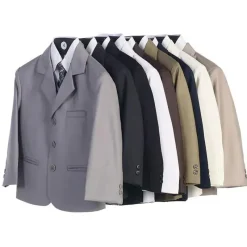 Lito Children's Wear Lito - terno masculino de 3 botões de 5 peças com camisa, colete e gravata (preto) Clearance