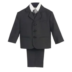 Lito Children's Wear Lito - Terno masculino de 3 botões e 5 peças cinza escuro com camisa, colete e gravata Hot
