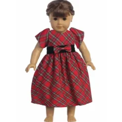 Lito Children's Wear Lito - Vestido Boneca de Natal Xadrez Vermelho e Verde Preto Online