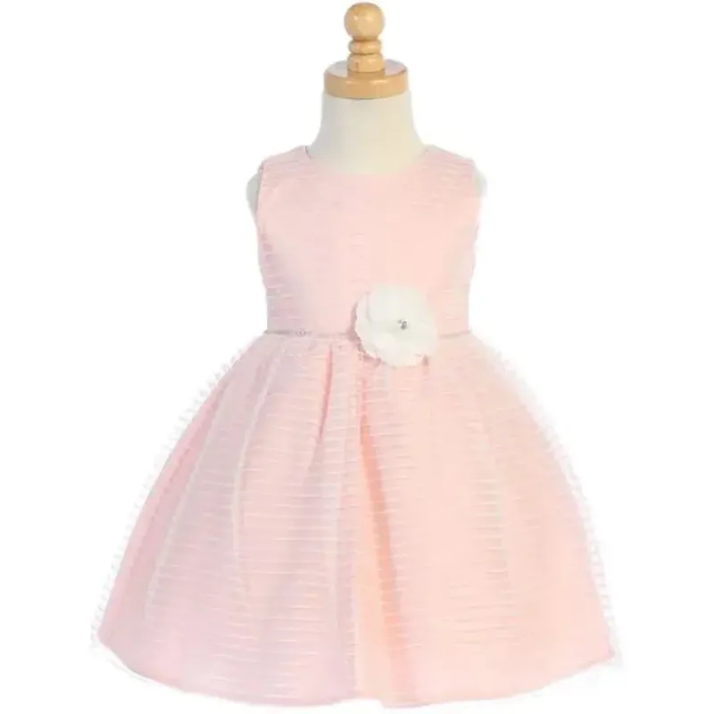 lito__vestido_de_tule_lis_SKUL09AMH6W_0.webp Lito Children's Wear Lito - Vestido de tule listrado para bebê com debrum de strass e flor na cintura, rosa claro Online