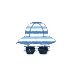 Little Me - 2 peças de chapéu de menino e conjunto de óculos de sol tie dye, azul/branco, 0/12M Clearance