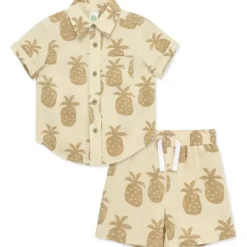 Little Me - Baby Boy Pineapple Woven Short Set, Tan New