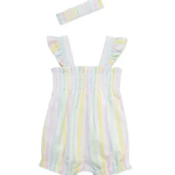 Little Me - Baby Girl Candy Stripe Bubble, Multicolor Fashion