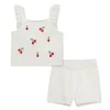 Little Me - Baby Girl Cherry Pointelle Knit Set, Ivory Outlet