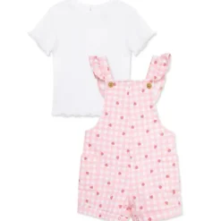 Little Me - Baby Girl Strawberry Knit Shortall Set Pink Discount