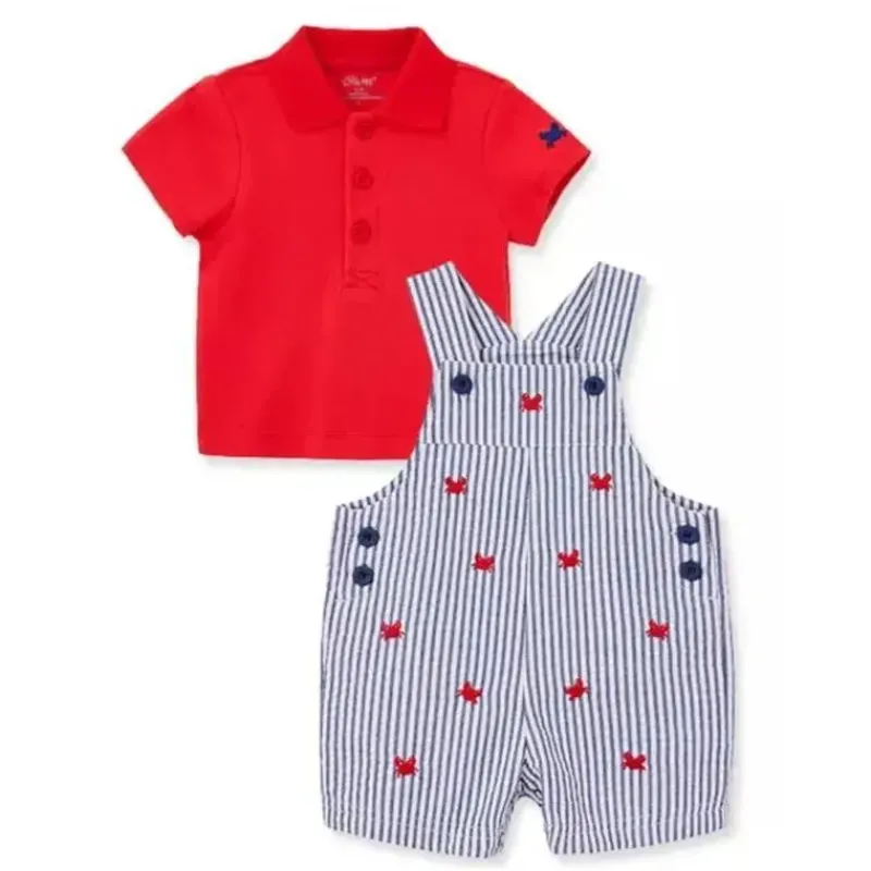 little_me__conjunto_baby__SKU8dsc8vOS_0.webp Little Me - Conjunto Baby Boy Crab Shortall, Azul/Vermelho Hot