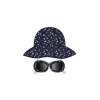 Little Me - Conjunto de 2 peças de chapéu e óculos de sol azul com corações de arco-íris, 0/12M New