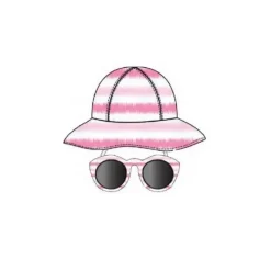 Little Me - Conjunto de 2 peças de chapéu de menina e óculos de sol em rosa/branco, 0/12M Best