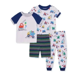 Little Me - Conjunto de pijama de construção para meninos 4Pk Best