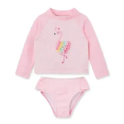 Little Me - 2Pk Baby Girl Flamingo Manga Longa Rashguard Rosa Hot