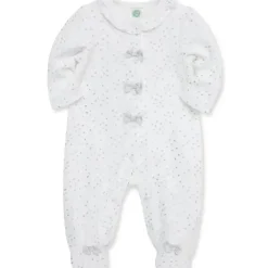Little Me - Silver Hearts Footie, Marfim Fashion