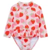 Little Me - Strawberry 1-Piece Rashguard Swimsuit, Rose Hot