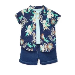 Little Me - Tropics 3 conjunto curto, azul Outlet