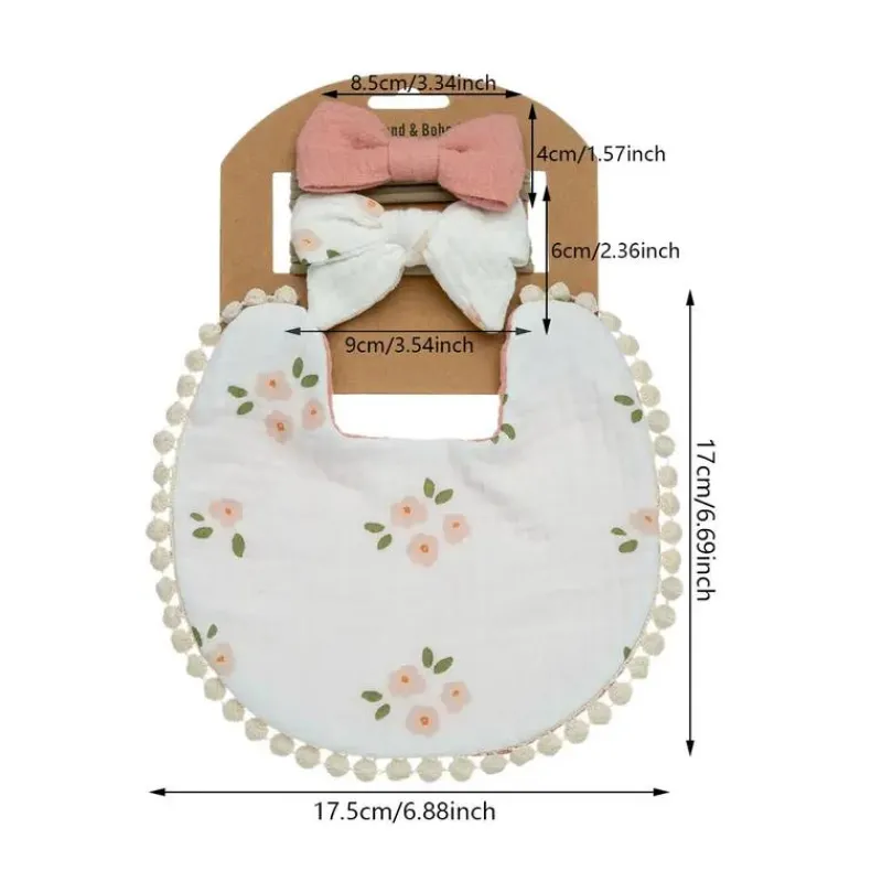 little_trendy__baby_flora_SKUzvVItIsu_1.webp Little Trendy - Baby Floral Cotton Waterproofer Bib And Bows Headband Set, Color 4 Clearance