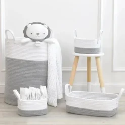 Living Textiles - Conjunto de armazenamento de corda de algodão 3Pk, cinza/branco Fashion