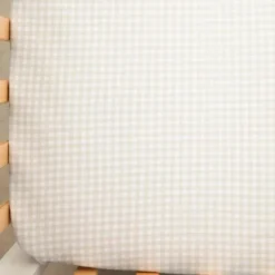 Living Textiles - Cotton Jersey Fitted Sheet, Cream Gingham Hot