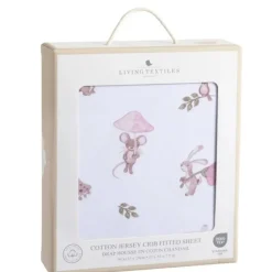 Living Textiles - Cotton Jersey Fitted Sheet, Mushroom House Clearance