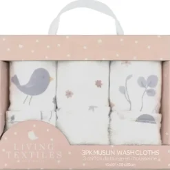 Living Textiles - Panos de lavagem de musselina Sweet Tweet 3Pk New