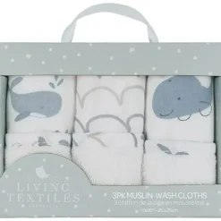 Living Textiles - Panos de lavagem de musselina Whale Of A Time 3Pk Fashion