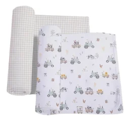 Living Textiles - 2Pk Jersey Swaddle, Tractor Ride Online