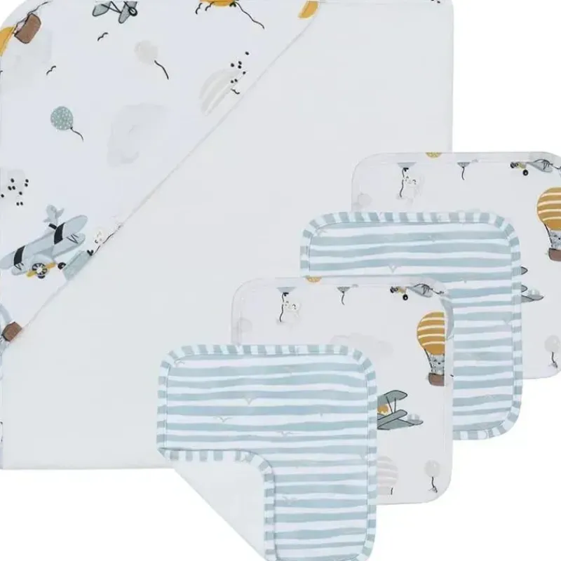living_textiles__toalha_c_SKUs6kUYQot_0.webp Living Textiles - Toalha com capuz para bebê, conjunto de presente de banho com 5 peças, para cima e para longe, azul Hot