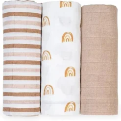 Lulujo Baby Lulujo - Cobertores de musselina Rainbows 3Pk Fashion