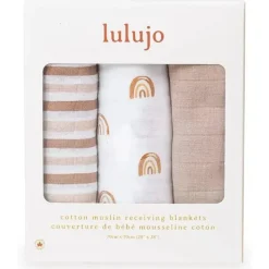 Lulujo Baby Lulujo - Cobertores de musselina Rainbows 3Pk Fashion