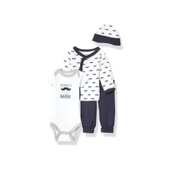 Baby Vision Luvable Friends - Conjunto de enxoval de algodão para bebê menino bigode 4 unidades Online