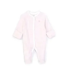 Ralph Lauren Macacão de Algodão Listrado Polo Baby - Meninas, Rosa Delicado/Branco Hot