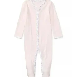 Ralph Lauren Macacão Polo Baby - Menina Manga Longa Algodão Orgânico Interlock Malha Macacão, Rosa Delicado Outlet