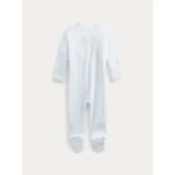 Ralph Lauren Macacão Polo Baby - Manga Longa Algodão Orgânico Interlock Malha, Quartzo Urze New