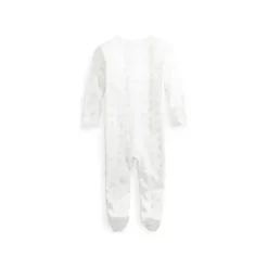 Ralph Lauren Macacão Polo Baby - Manga Comprida Algodão Orgânico Interlock Malha Macacão, Cinza Best