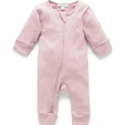 Pure Baby Macacão - Baby Girl com zíper canelado, lavanda Fashion